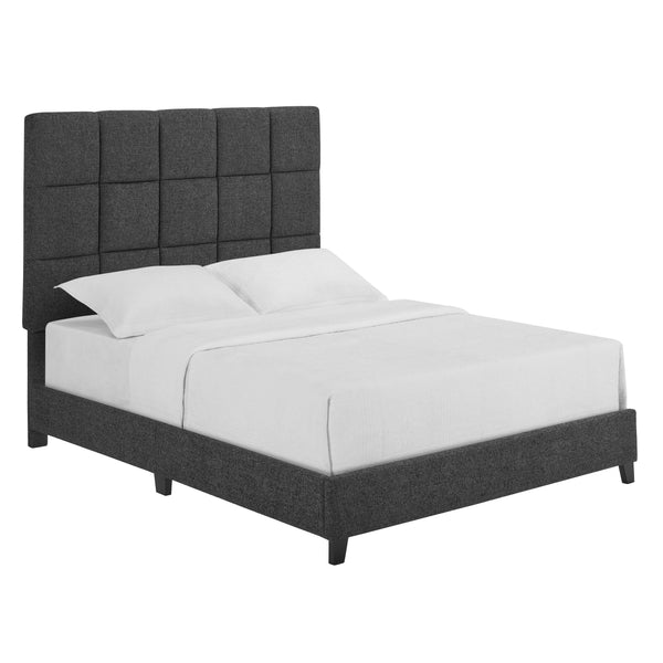 English Elm Queen Upholstered Panel Bed with Tufted Headboard, Modern Luxury Platform Frame, Easy Assembly Grey B108P160260