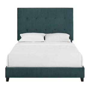 English Elm Queen Upholstered Panel Bed with Tufted Headboard, Modern Luxury Platform Frame, Easy Assembly Green B108P160256
