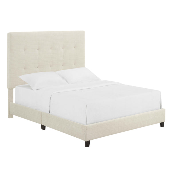 English Elm Queen Upholstered Panel Bed with Tufted Headboard, Modern Luxury Platform Frame, Easy Assembly Beige B108P160252