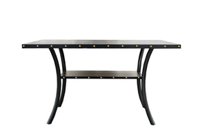 English Elm Dining Room Furniture Rustic Natural Wooden Counter-Height Table With Nailhead Trim & Shelf B011P160054