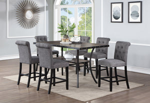 English Elm Dining Room Furniture Rustic Natural Wooden Counter-Height Table With Nailhead Trim & Shelf B011P160054
