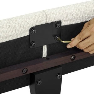 English Elm King Chic Bouclé Upholstered Platform Bed with Panel Headboard, Easy-Clean Polyester, Ships in One Box B108P160257