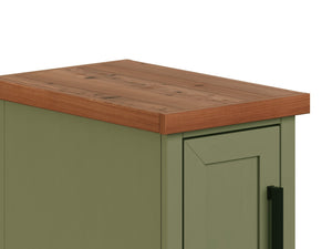 English Elm 14 Inch Chairside Table Sage Green & Fruitwood Two-Tone Accent Table Fully Assembled Oil-Rubbed Bronze Hardware B108P160215