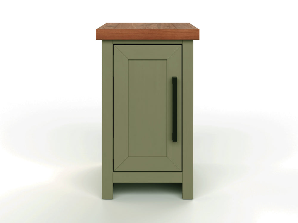 English Elm 14 Inch Chairside Table Sage Green & Fruitwood Two-Tone Accent Table Fully Assembled Oil-Rubbed Bronze Hardware B108P160215