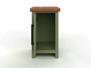 English Elm 14 Inch Chairside Table Sage Green & Fruitwood Two-Tone Accent Table Fully Assembled Oil-Rubbed Bronze Hardware B108P160215