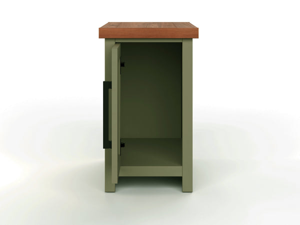 English Elm 14 Inch Chairside Table Sage Green & Fruitwood Two-Tone Accent Table Fully Assembled Oil-Rubbed Bronze Hardware B108P160215