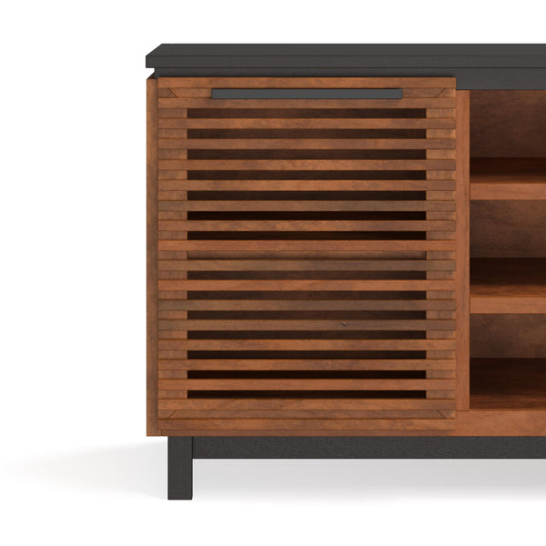 English Elm 63 Inch TV Stand Console for TVs up to 70" — Fully Assembled Two-Tone Bourbon & Black, Storage, Cable Management B108P160162