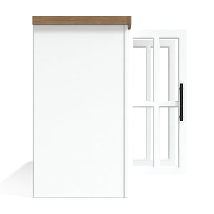 English Elm 96 inch TV Stand Console - Fully Assembled Two-Tone Jasmine Whitewash & Barnwood Media Console for 100" TVs B108P160166