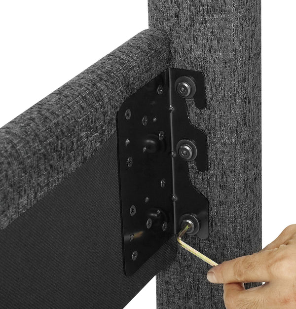 English Elm King Upholstered Panel Bed - Charcoal Grey Platform Frame, Easy-Clean Polyester, Modern Luxury (97) B108P160249