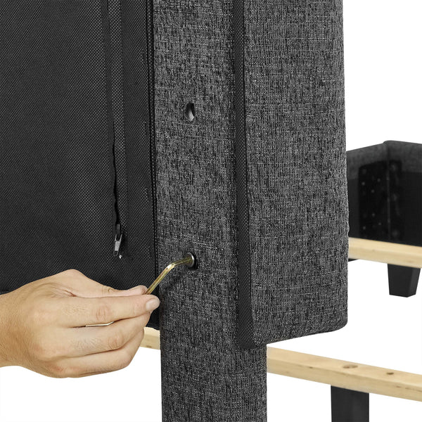 English Elm King Upholstered Panel Bed - Charcoal Grey Platform Frame, Easy-Clean Polyester, Modern Luxury (97) B108P160249