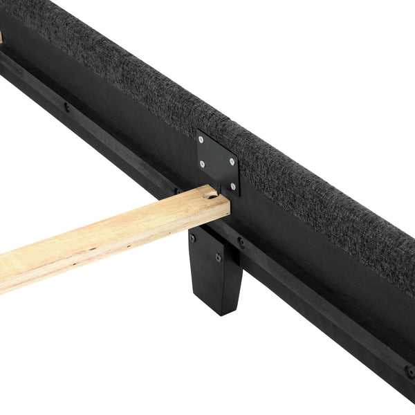 English Elm King Upholstered Panel Bed - Charcoal Grey Platform Frame, Easy-Clean Polyester, Modern Luxury (97) B108P160249