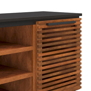 English Elm 63 Inch TV Stand Console for TVs up to 70" — Fully Assembled Two-Tone Bourbon & Black, Storage, Cable Management B108P160162