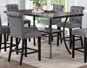 English Elm Dining Room Furniture Rustic Natural Wooden Counter-Height Table With Nailhead Trim & Shelf B011P160054