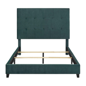 English Elm Queen Upholstered Panel Bed with Tufted Headboard, Modern Luxury Platform Frame, Easy Assembly Green B108P160256