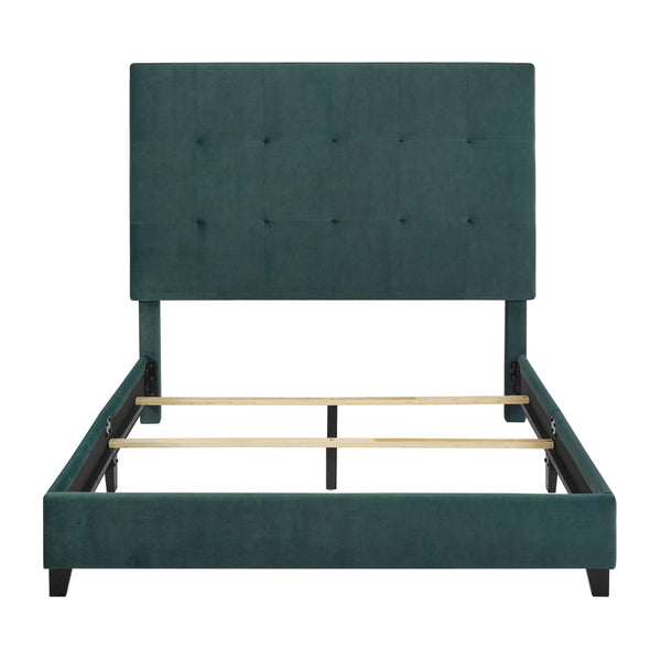 English Elm Queen Upholstered Panel Bed with Tufted Headboard, Modern Luxury Platform Frame, Easy Assembly Green B108P160256