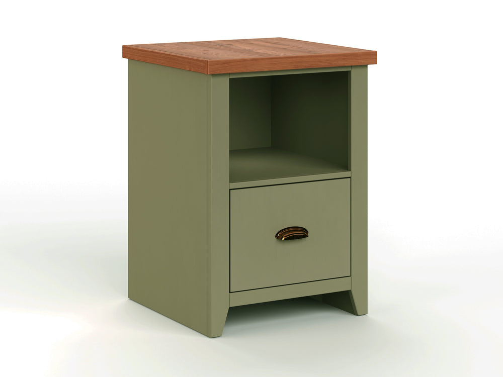 English Elm 22 22 inch One Drawer File Cabinet - Sage Green & Fruitwood Two-Tone, Farmhouse Style, Fully Assembled, Oil-Rubbed Bronze Hardware B108P160218