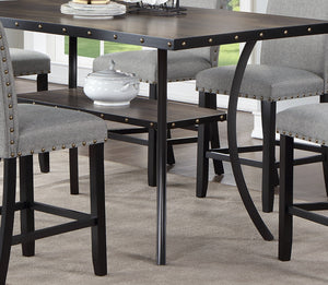 English Elm Dining Room Furniture Rustic Natural Wooden Counter-Height Table With Nailhead Trim & Shelf B011P160054