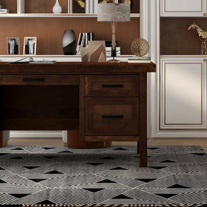 English Elm 71 inch Executive Desk Whiskey Finish — Fully Assembled Knotty Alder, Distressed Urban Style, Storage Ready B108P160194