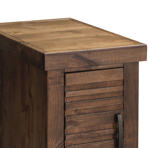 English Elm 14 inch Chairside Table Crafted from Knotty Alder in Whiskey Finish, Distressed Rustic Urban Look, Flat Black Hardware, Fully Assembled, Hidden Storage, Lamp-Ready Surface B108P160192