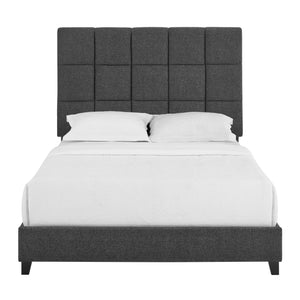 English Elm Queen Upholstered Panel Bed with Tufted Headboard, Modern Luxury Platform Frame, Easy Assembly Grey B108P160260