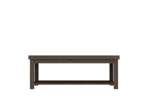 English Elm 48 Inch Coffee Table Whiskey Finish Knotty Alder Solid Veneer Rustic Modern Cocktail Table w/ Wheels B108P160191