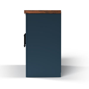 English Elm 67 Inch TV Stand Console Modern Farmhouse Two-Tone Jasmine Barnwood Finish Fully Assembled Storage and Cable Management for TVs Up to 80 Inches Blue B108P160177