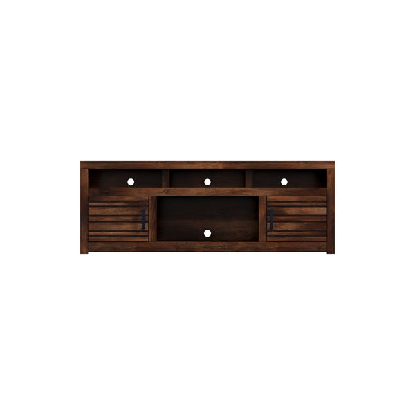 English Elm 72 72 inch TV Stand Console for TVs up to 85", Whiskey Knotty Alder, Pre-Assembled, Rustic Chic Storage B108P160186