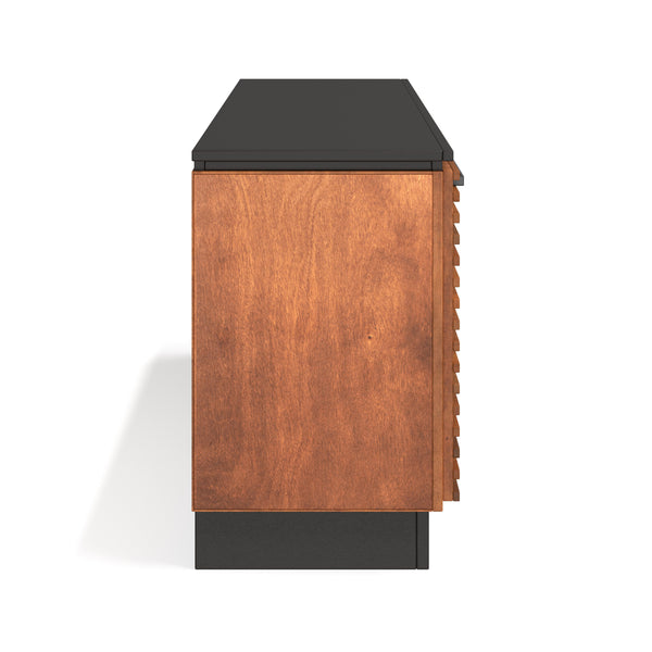 English Elm 86 Inch Electric Fireplace TV Stand Console for TVs up to 95", Two-Tone Bourbon & Black, Storage & Remote Controlled Heat B108P160228