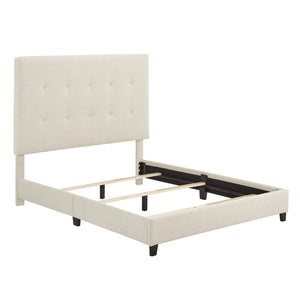 English Elm Queen Upholstered Panel Bed with Tufted Headboard, Modern Luxury Platform Frame, Easy Assembly Beige B108P160252