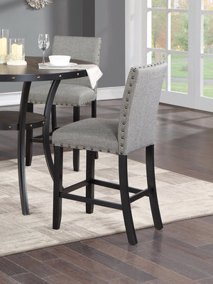 English Elm Grey Counter Height Dining Chair Set of 2 Upholstered Nailhead Trim Plush Cushion Modern Kitchen Seating B011P160051