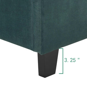 English Elm Queen Upholstered Panel Bed with Tufted Headboard, Modern Luxury Platform Frame, Easy Assembly Green B108P160256