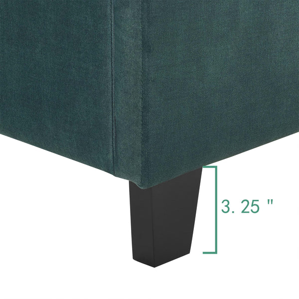 English Elm Queen Upholstered Panel Bed with Tufted Headboard, Modern Luxury Platform Frame, Easy Assembly Green B108P160256