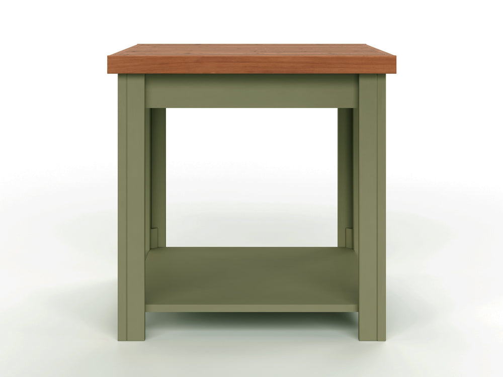English Elm 24 inch Side Table Sage Green & Fruitwood Two-Tone Farmhouse Accent Table Fully Assembled, Rustic Chic Decor 92 B108P160213
