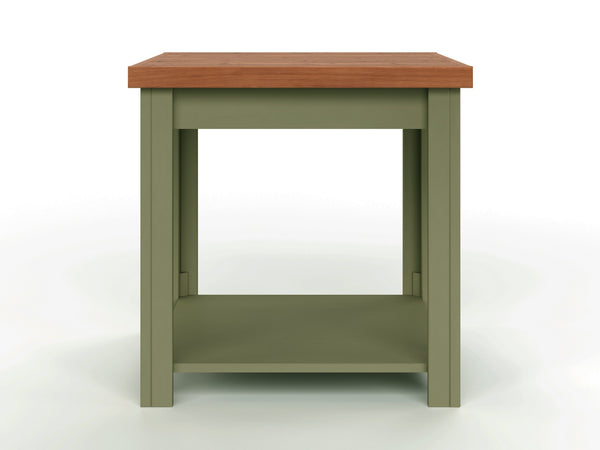 English Elm 24 inch Side Table Sage Green & Fruitwood Two-Tone Farmhouse Accent Table Fully Assembled, Rustic Chic Decor 92 B108P160213