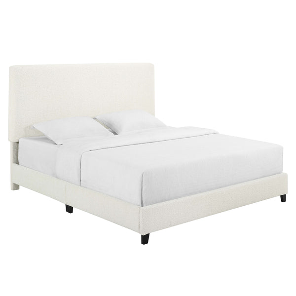 English Elm Queen Upholstered Panel Bed with Tufted Headboard, Modern Luxury Platform Frame, Easy Assembly White B108P160258