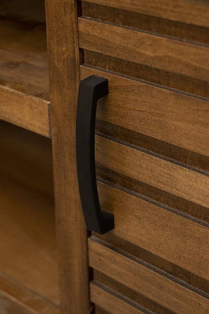 English Elm 52 Inch Corner TV Stand Console for TVs up to 55, Whiskey Knotty Alder Finish, No Assembly Needed B108P160088