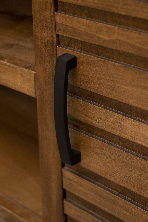 English Elm 52 Inch Corner TV Stand Console for TVs up to 55, Whiskey Knotty Alder Finish, No Assembly Needed B108P160088