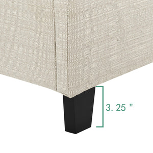 English Elm Queen Upholstered Panel Bed with Tufted Headboard, Modern Luxury Platform Frame, Easy Assembly Beige B108P160252