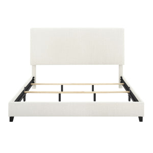 English Elm Queen Upholstered Panel Bed with Tufted Headboard, Modern Luxury Platform Frame, Easy Assembly White B108P160258