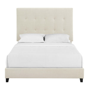 English Elm Queen Upholstered Panel Bed with Tufted Headboard, Modern Luxury Platform Frame, Easy Assembly Beige B108P160252
