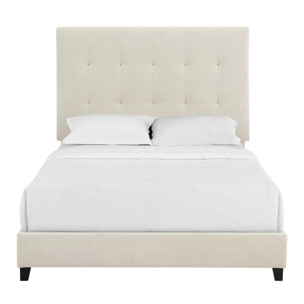 English Elm Queen Upholstered Panel Bed with Tufted Headboard, Modern Luxury Platform Frame, Easy Assembly Beige B108P160252