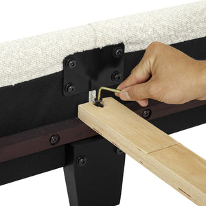 English Elm King Chic Bouclé Upholstered Platform Bed with Panel Headboard, Easy-Clean Polyester, Ships in One Box B108P160257