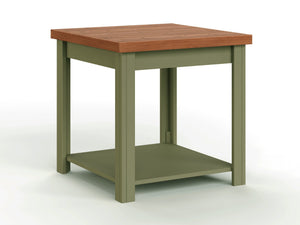 English Elm 24 inch Side Table Sage Green & Fruitwood Two-Tone Farmhouse Accent Table Fully Assembled, Rustic Chic Decor 92 B108P160213