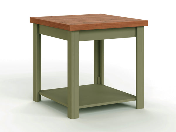English Elm 24 inch Side Table Sage Green & Fruitwood Two-Tone Farmhouse Accent Table Fully Assembled, Rustic Chic Decor 92 B108P160213