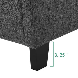 English Elm King Upholstered Panel Bed - Charcoal Grey Platform Frame, Easy-Clean Polyester, Modern Luxury (97) B108P160249