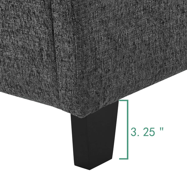 English Elm King Upholstered Panel Bed - Charcoal Grey Platform Frame, Easy-Clean Polyester, Modern Luxury (97) B108P160249