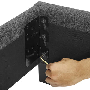 English Elm King Upholstered Panel Bed - Charcoal Grey Platform Frame, Easy-Clean Polyester, Modern Luxury (97) B108P160249