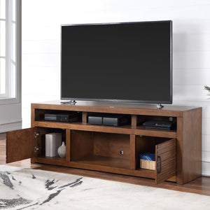 English Elm 72 72 inch TV Stand Console for TVs up to 85", Whiskey Knotty Alder, Pre-Assembled, Rustic Chic Storage B108P160186
