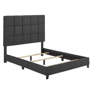 English Elm Queen Upholstered Panel Bed with Tufted Headboard, Modern Luxury Platform Frame, Easy Assembly Grey B108P160260