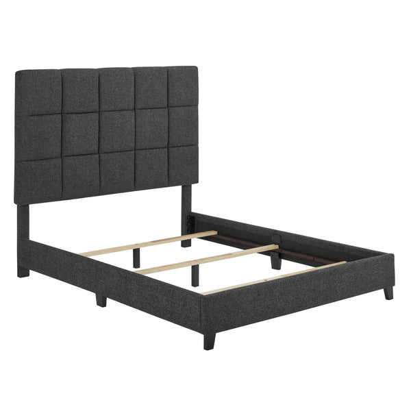 English Elm Queen Upholstered Panel Bed with Tufted Headboard, Modern Luxury Platform Frame, Easy Assembly Grey B108P160260